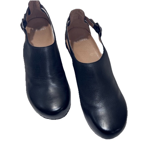 DANSKO Sassy Black Milled Burnished Leather Platform Block Heel Shoes Sz 39 - Picture 2 of 9
